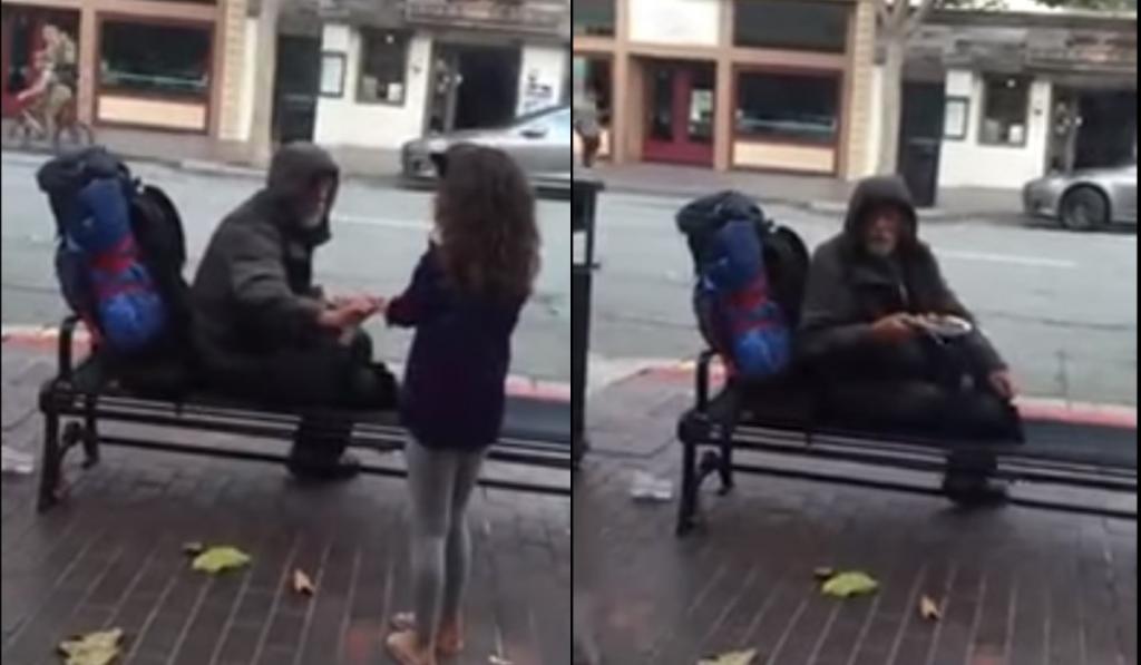 Маленькая девочка поделилась едой с бездомным. Этот добрый поступок изменил его жизнь